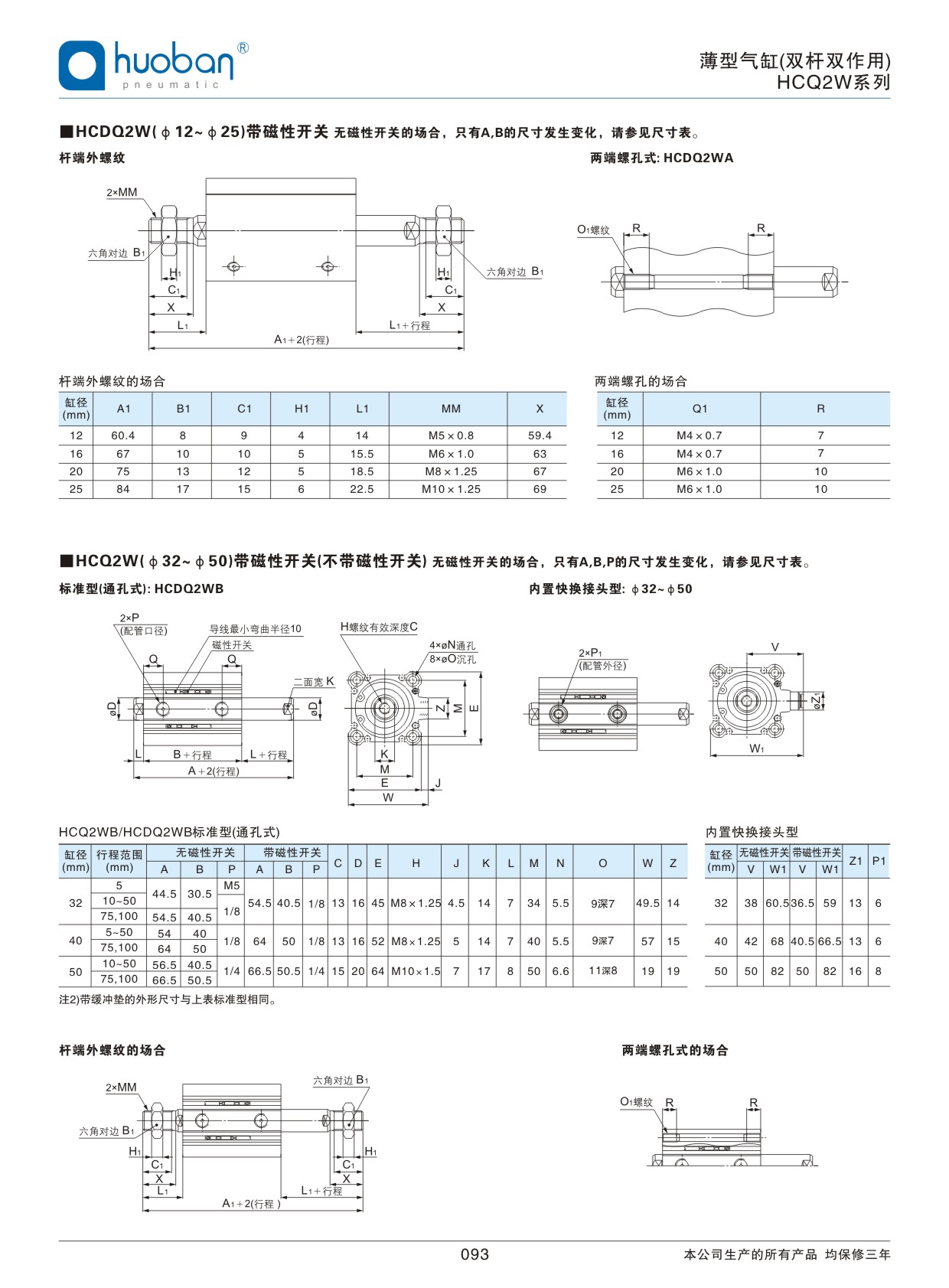 HCQ2W薄型氣缸